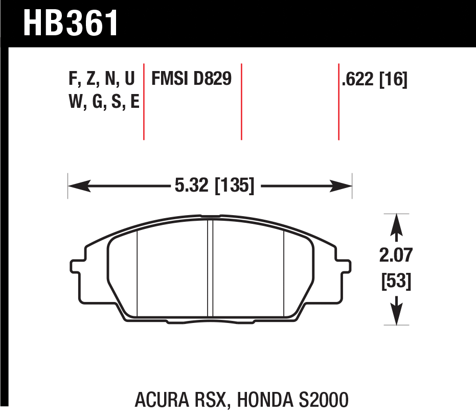 Тормозные колодки HAWK HB361W.622