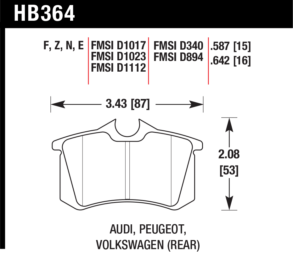 Тормозные колодки HAWK HB364N.642