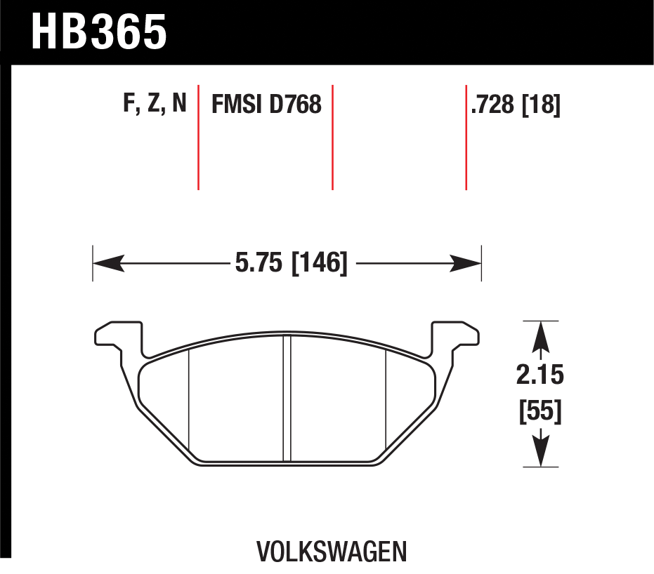 Тормозные колодки HAWK HB365N.728