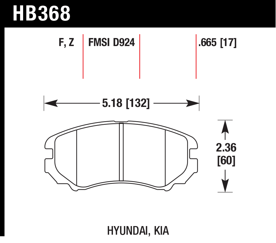 Тормозные колодки HAWK HB368Z.665