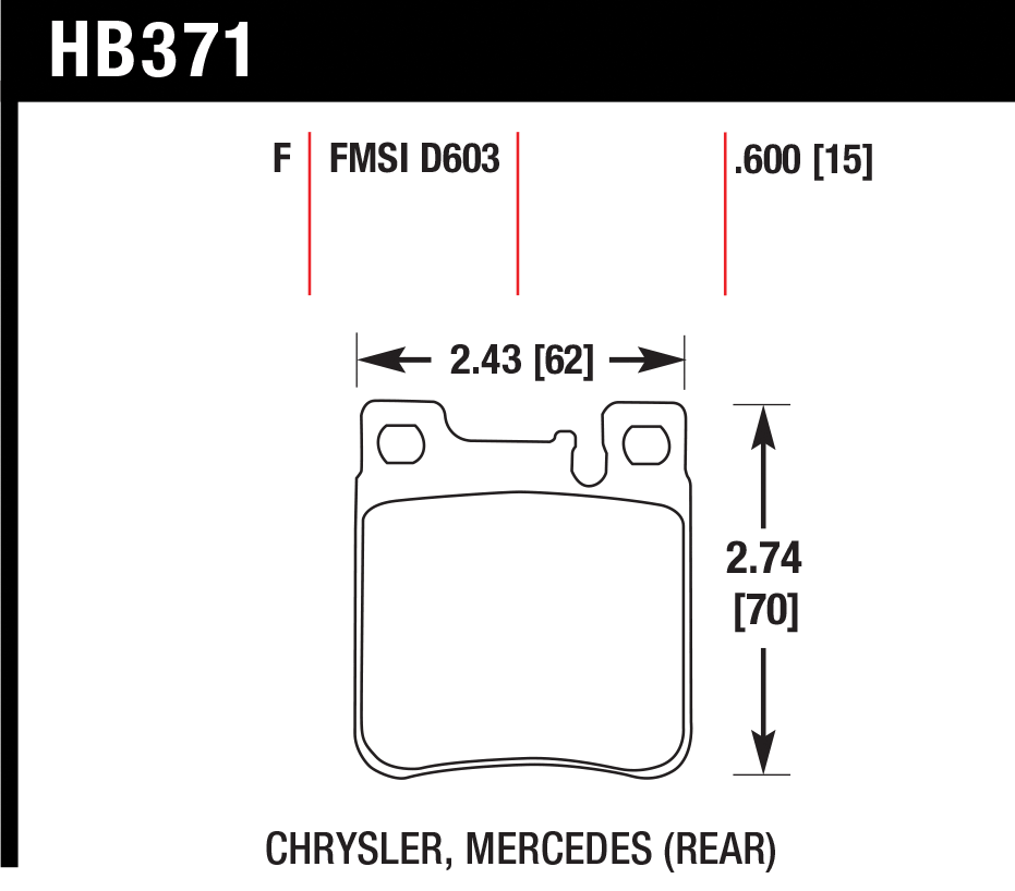 Тормозные колодки HAWK HB371F.600