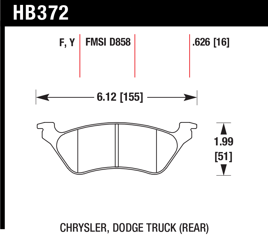 Тормозные колодки HAWK HB372Y.626