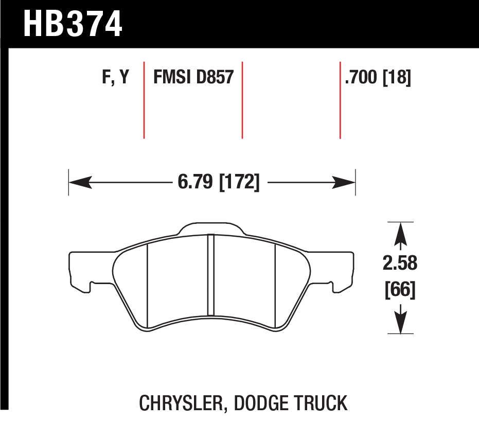 Тормозные колодки HAWK HB374F.700