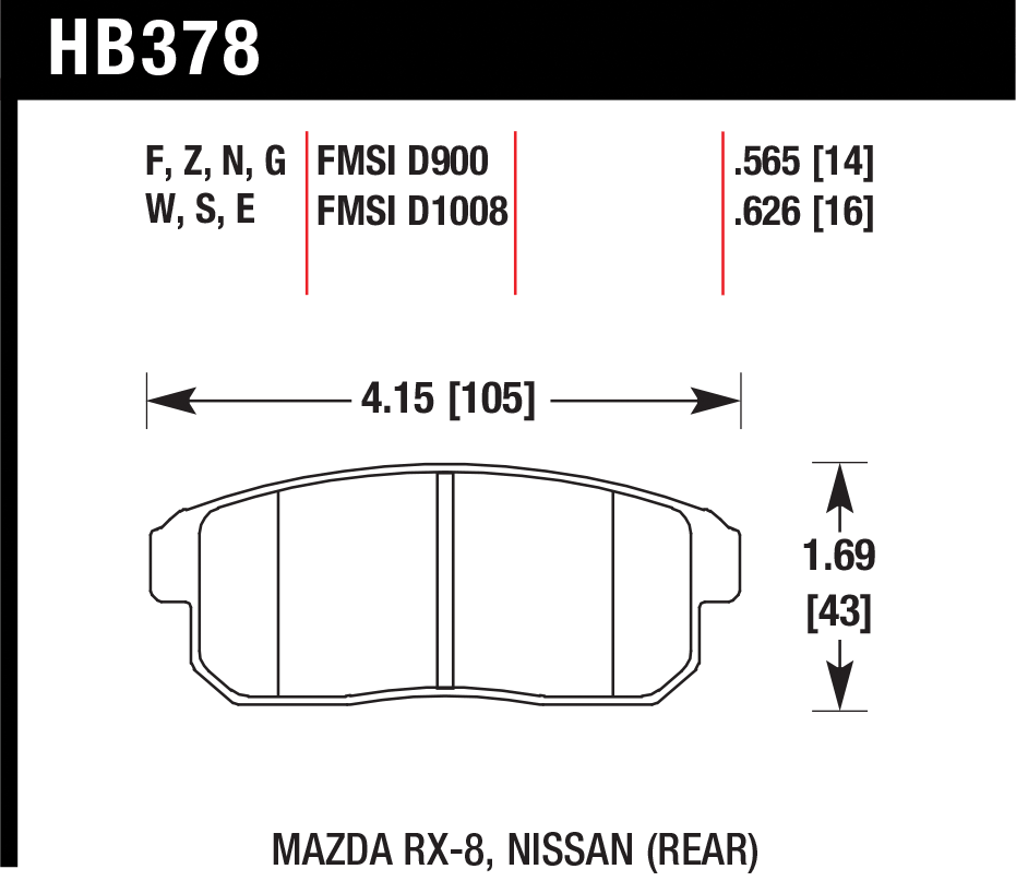 Тормозные колодки HAWK HB378E.565