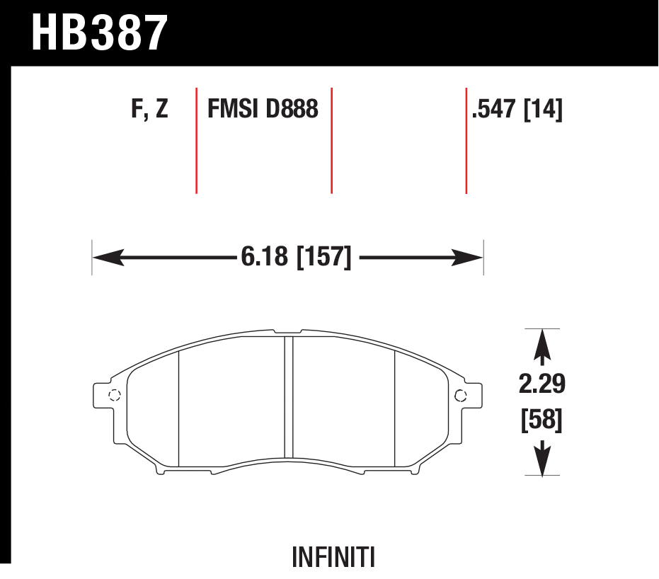 Тормозные колодки HAWK HB387Z.547