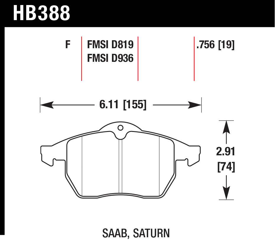 Тормозные колодки HAWK HB388F.756