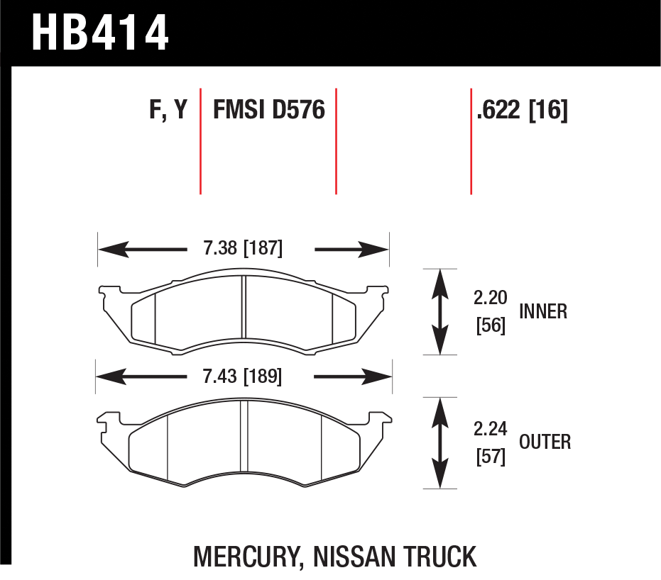 Тормозные колодки HAWK HB414F.622
