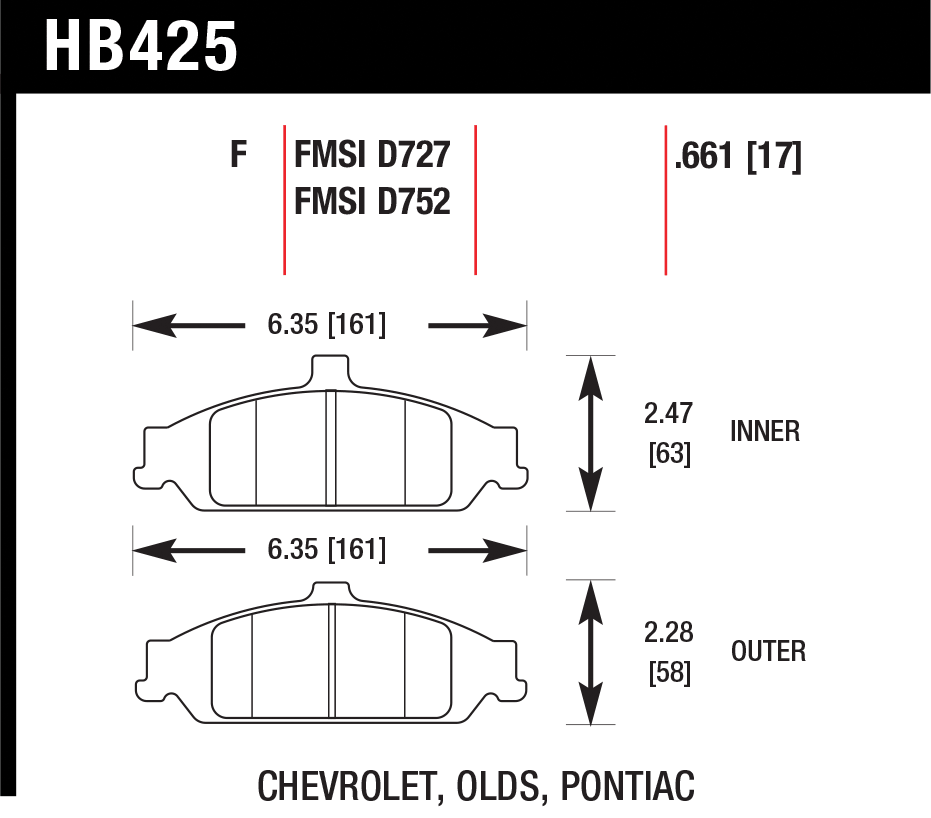 Тормозные колодки HAWK HB425F.661