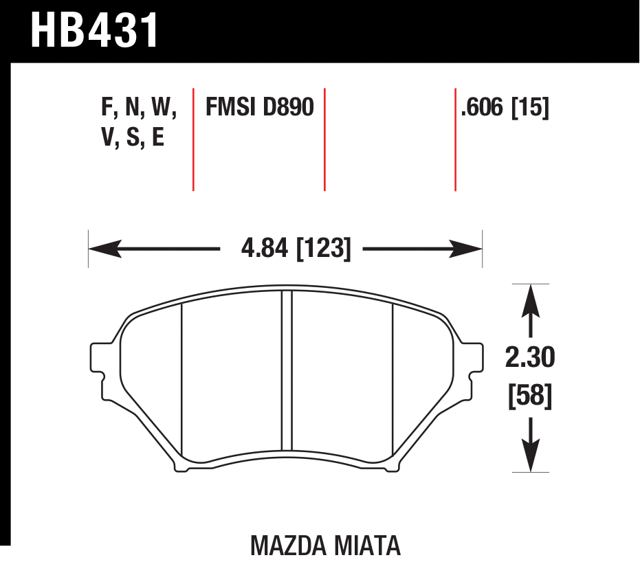 Тормозные колодки HAWK HB431E.606