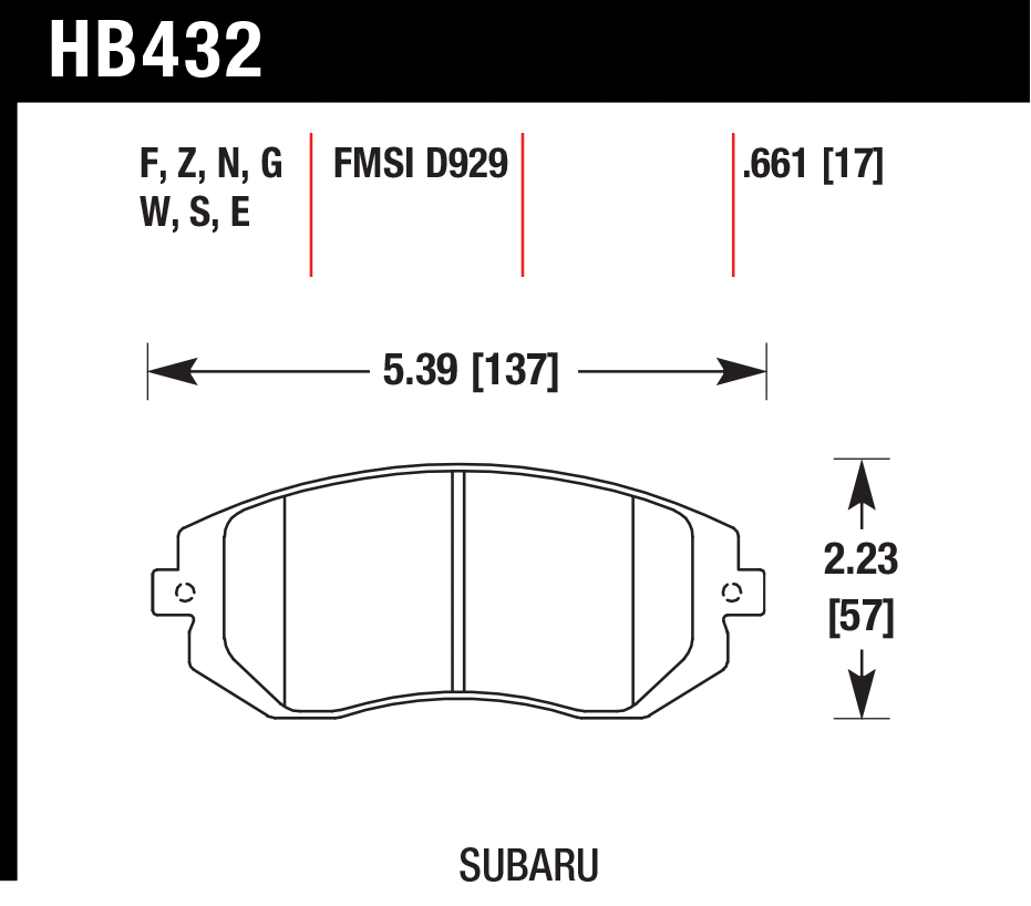 Тормозные колодки HAWK HB432F.661