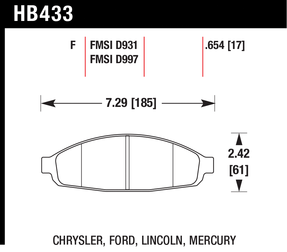 Тормозные колодки HAWK HB433F.654