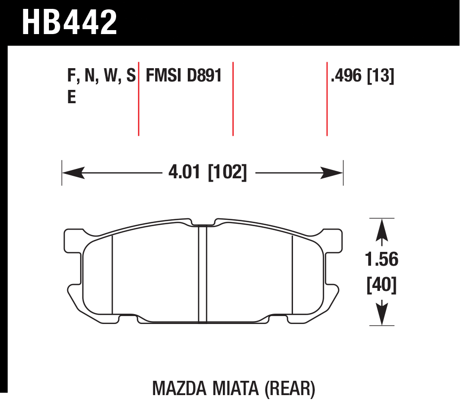Тормозные колодки HAWK HB442W.496