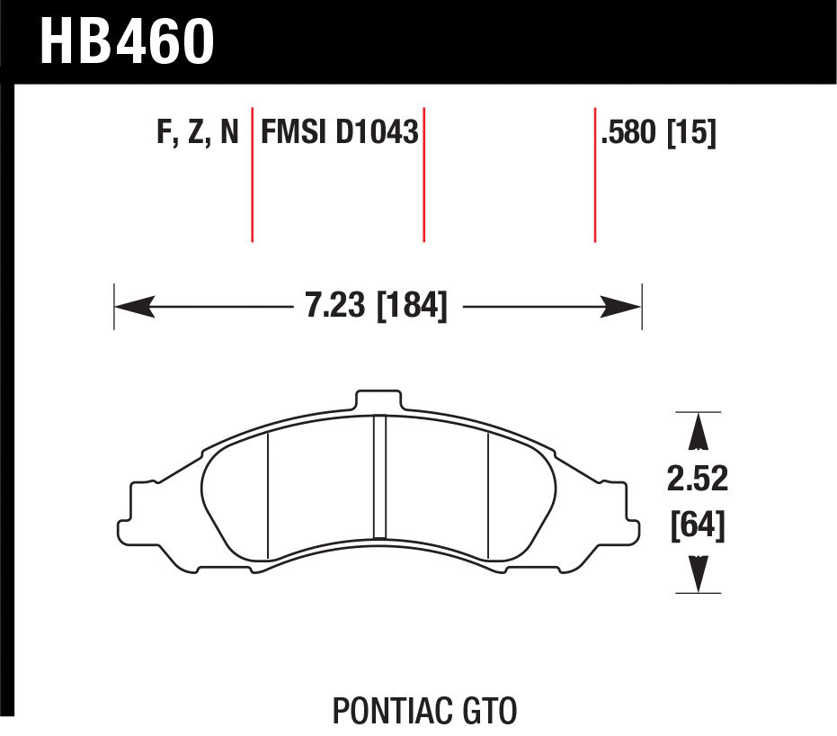 Тормозные колодки HAWK HB460Z.580