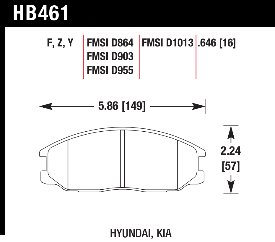 Тормозные колодки HAWK HB461Y.646