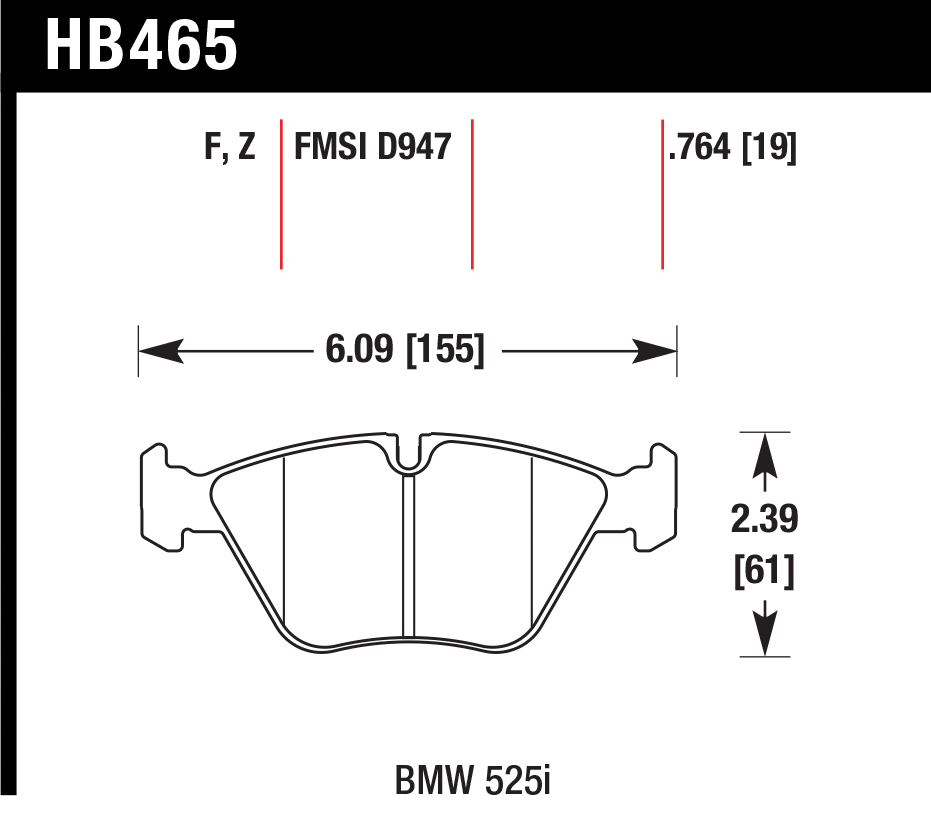 Тормозные колодки HAWK HB465Z.764