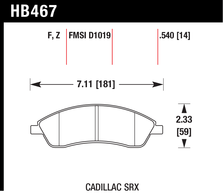 Тормозные колодки HAWK HB467F.540