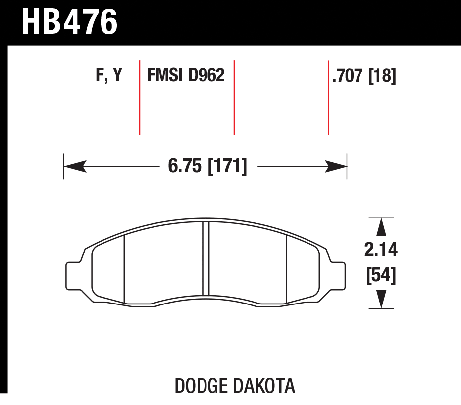 Тормозные колодки HAWK HB476Y.707