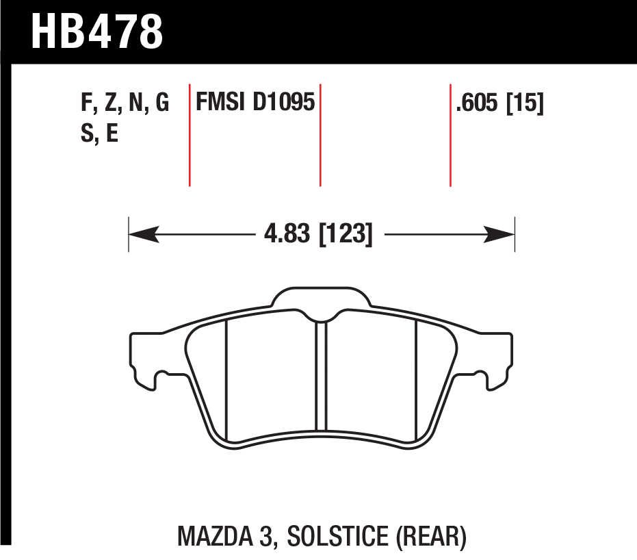 Тормозные колодки HAWK HB478G.605