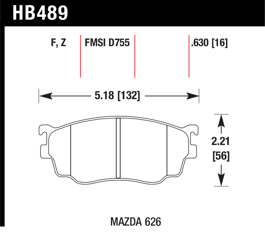 Тормозные колодки HAWK HB489F.630