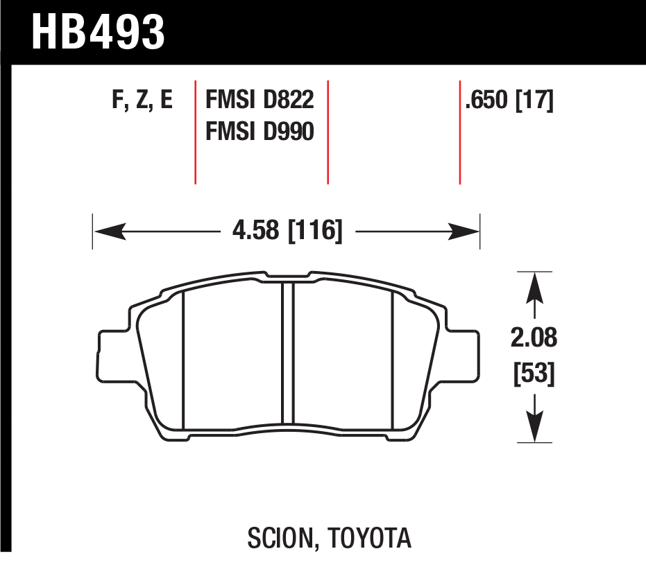 Тормозные колодки HAWK HB493E.650