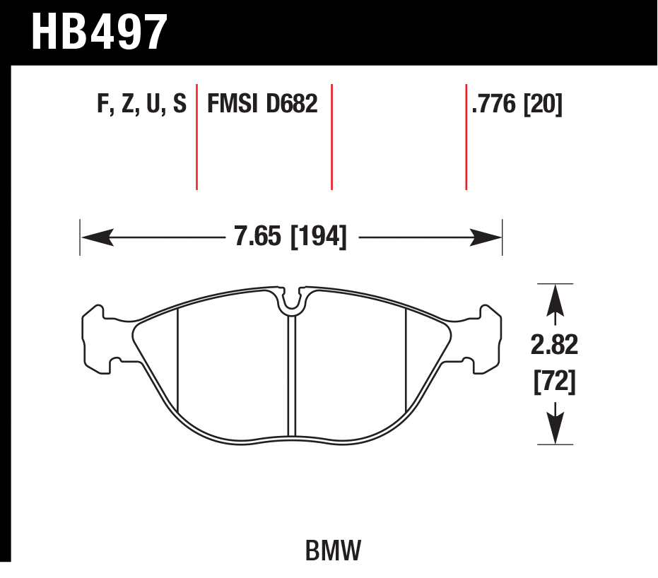 Тормозные колодки HAWK HB497U.776
