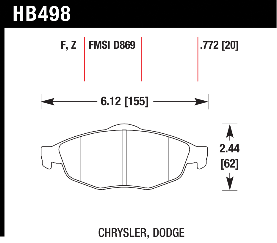 Тормозные колодки HAWK HB498F.772