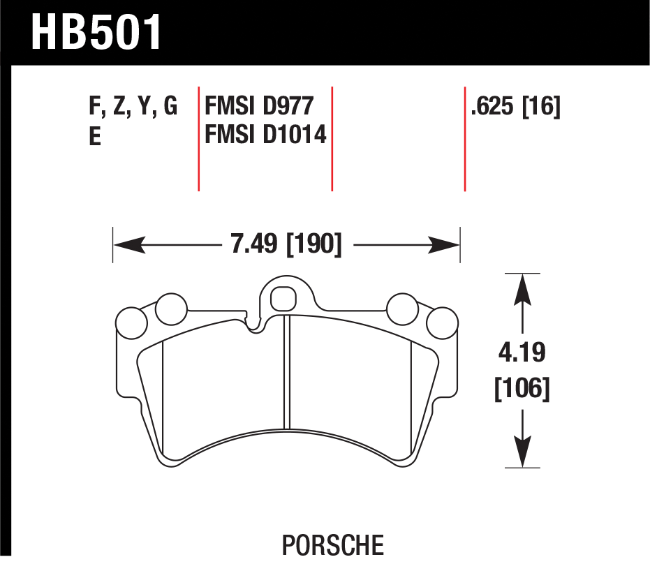 Тормозные колодки HAWK HB501F.625