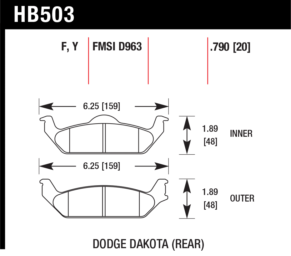 Тормозные колодки HAWK HB503Y.790