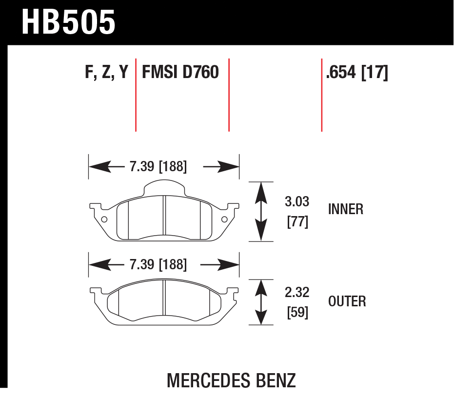 Тормозные колодки HAWK HB505Z.654