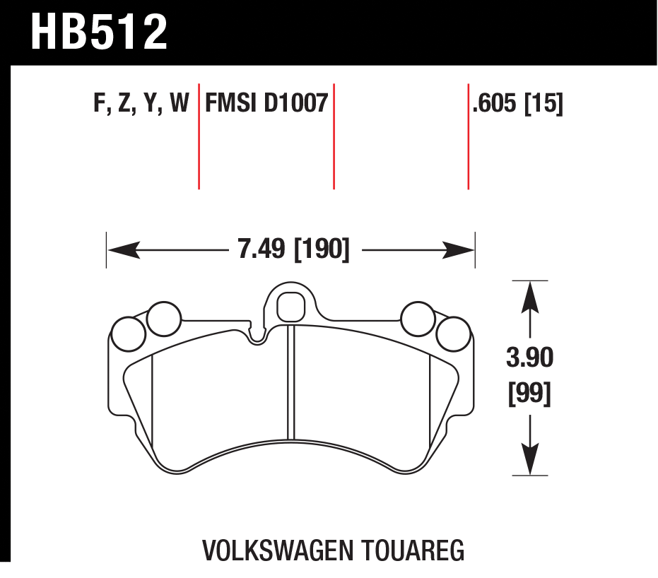 Тормозные колодки HAWK HB512Y.605
