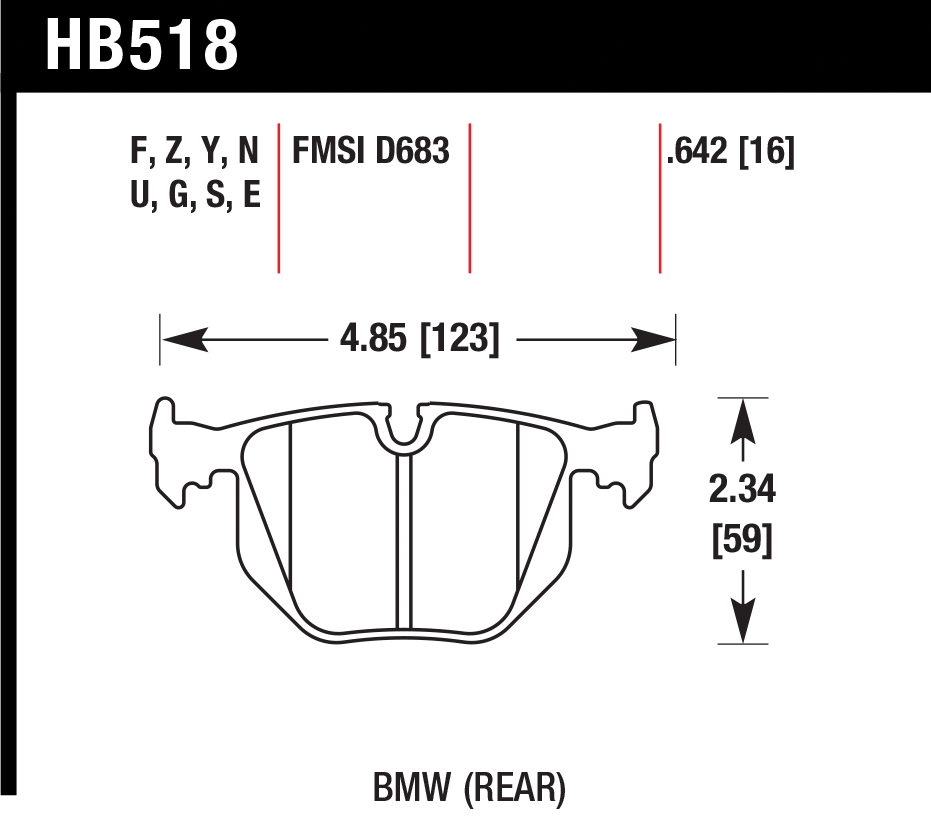 Тормозные колодки HAWK HB518U.642