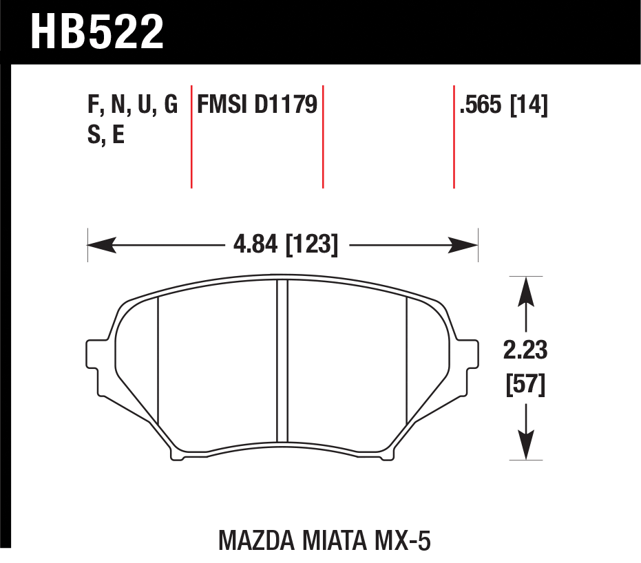 Тормозные колодки HAWK HB522E.565