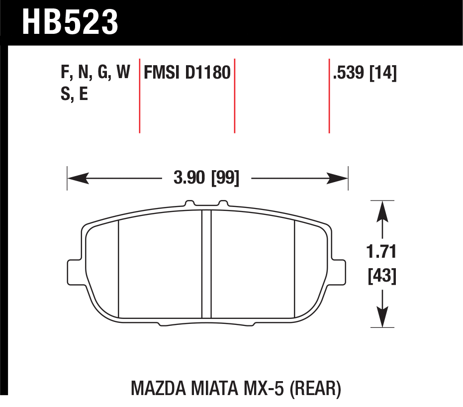 Тормозные колодки HAWK HB523G.539