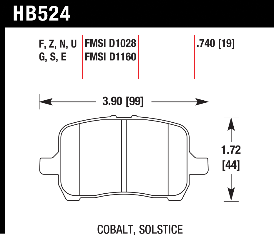 Тормозные колодки HAWK HB524G.740