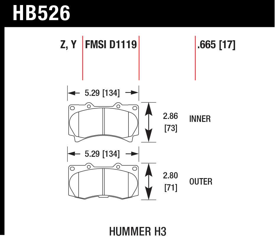 Тормозные колодки HAWK HB526F.665
