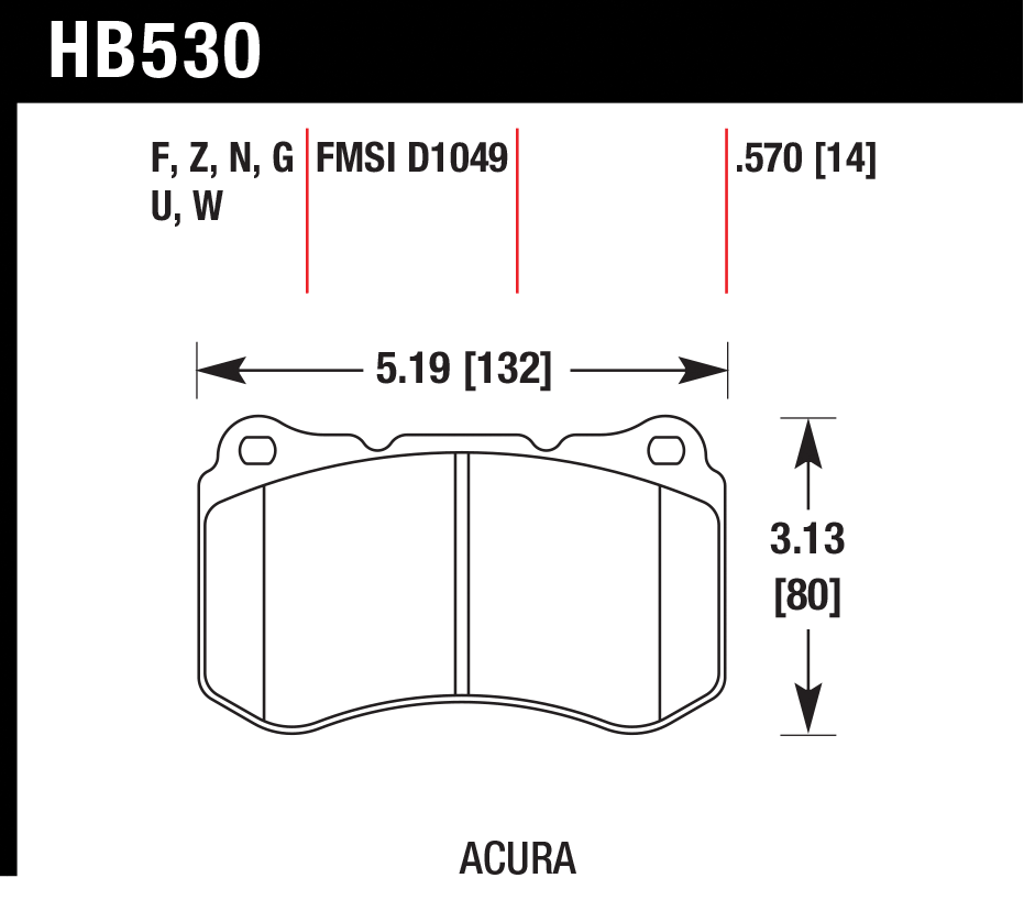 Тормозные колодки HAWK HB530W.570