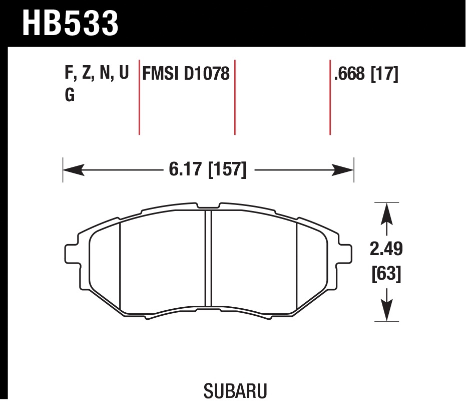 Тормозные колодки HAWK HB533N.668