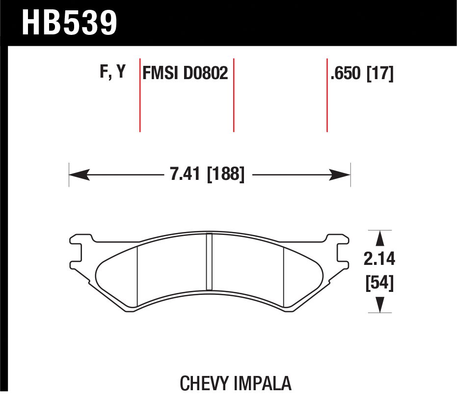 Тормозные колодки HAWK HB539Y.650