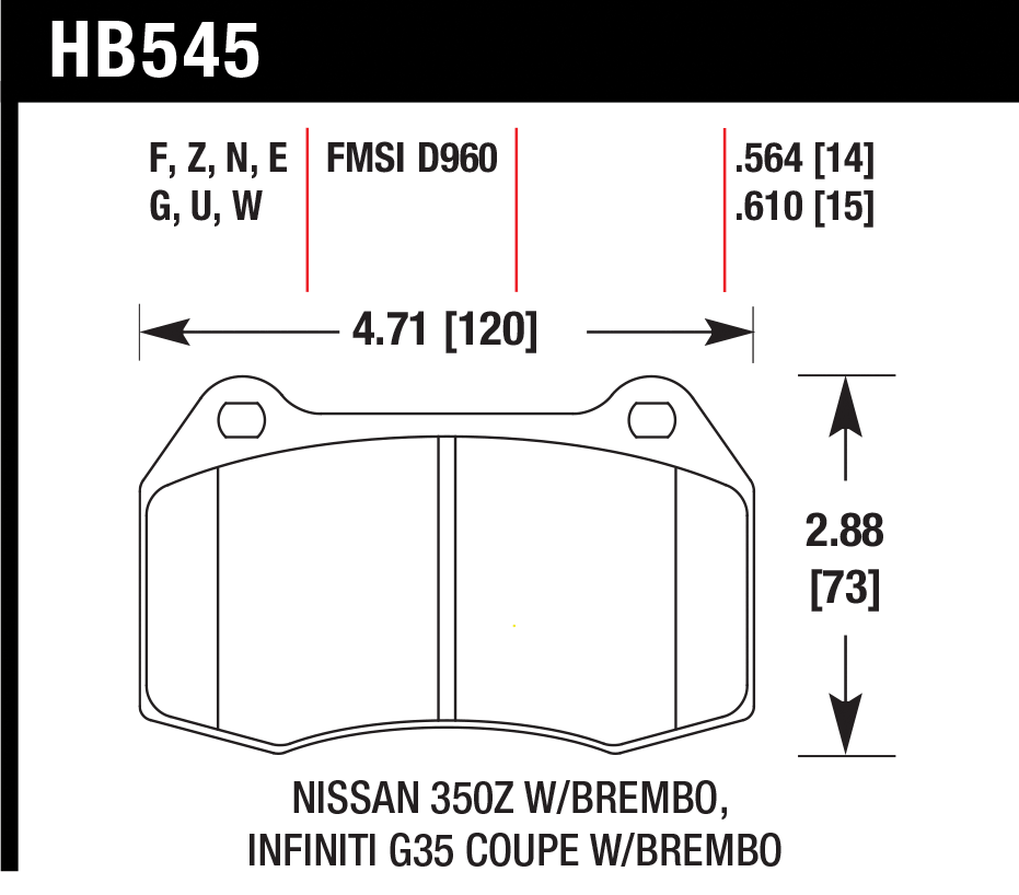 Тормозные колодки HAWK HB545B.564