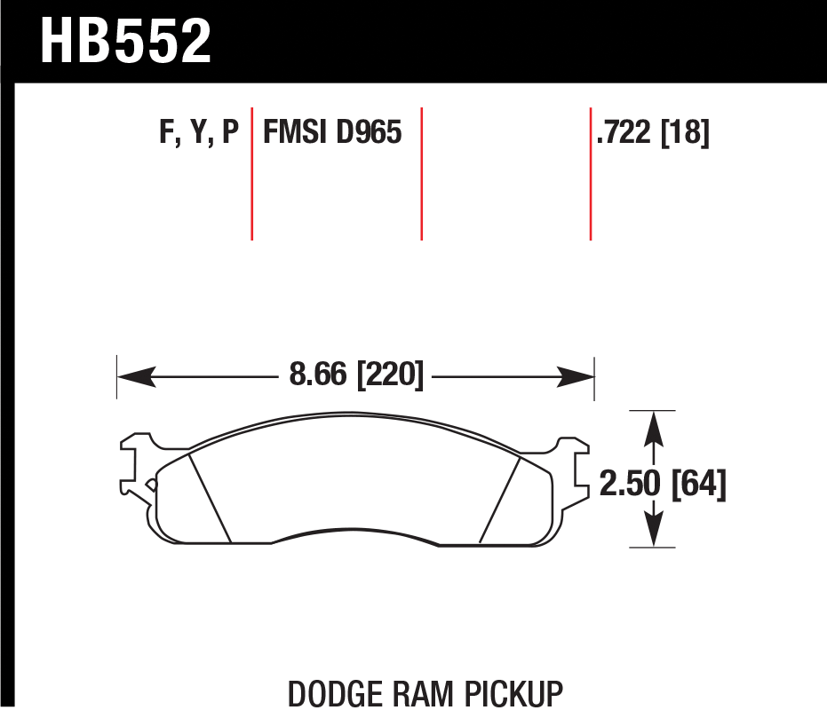 Тормозные колодки HAWK HB552F.722