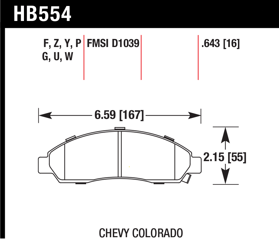 Тормозные колодки HAWK HB554P.643
