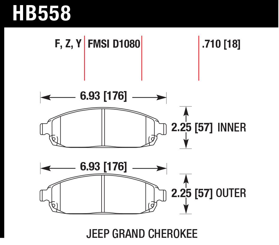 Тормозные колодки HAWK HB558Z.710