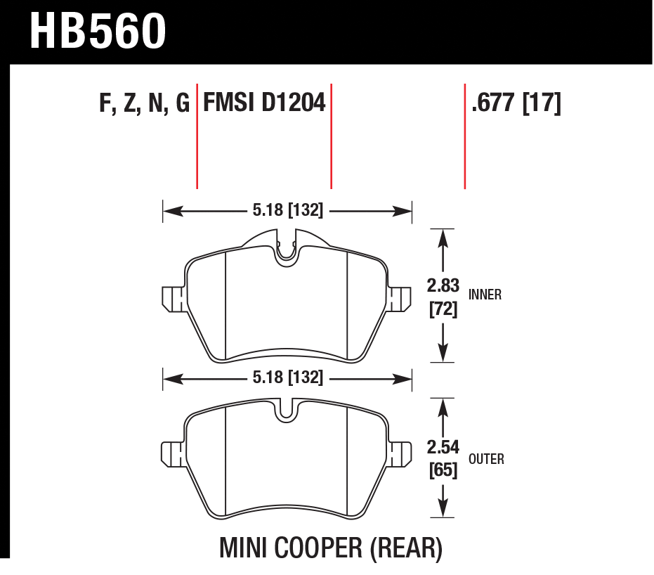 Тормозные колодки HAWK HB560G.677
