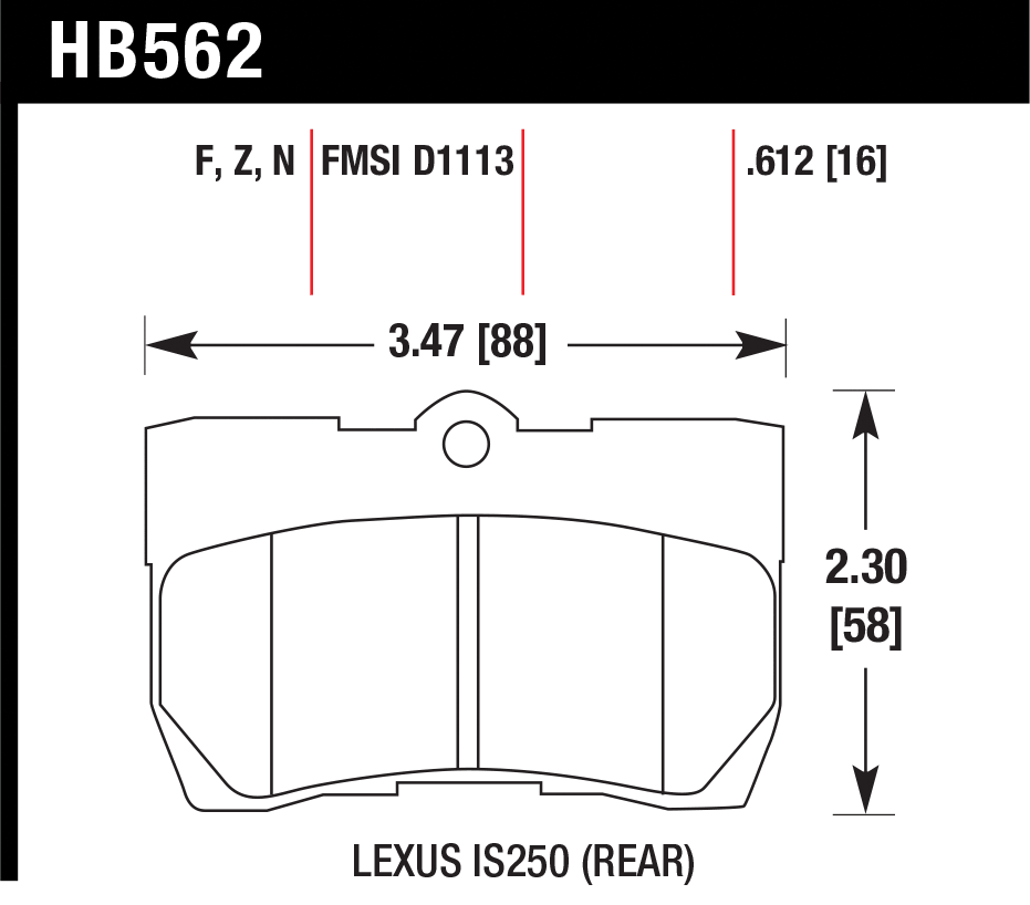 Тормозные колодки HAWK HB562B.612