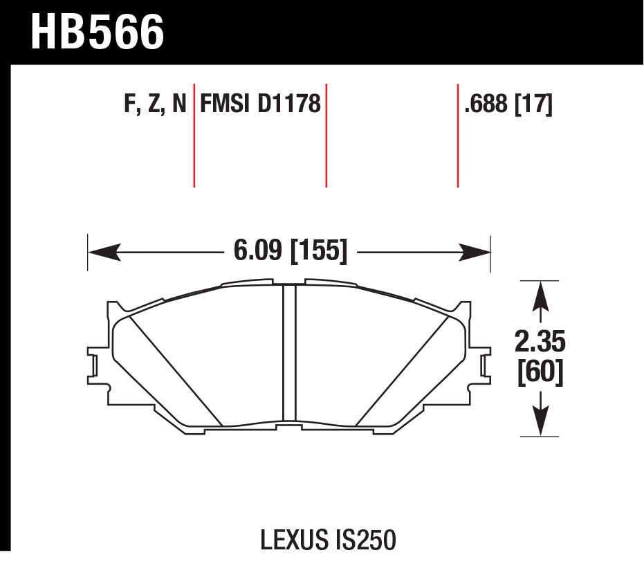 Тормозные колодки HAWK HB566F.688
