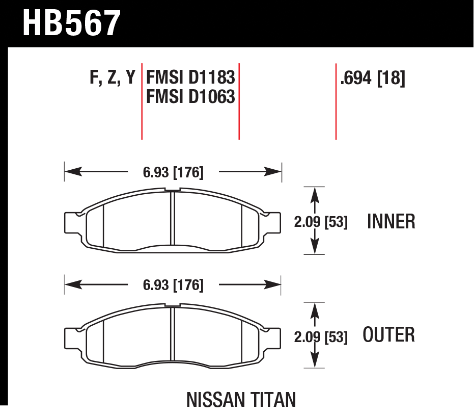 Тормозные колодки HAWK HB567Y.694