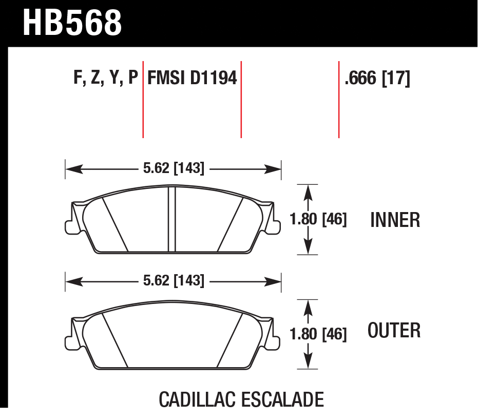 Тормозные колодки HAWK HB568P.666