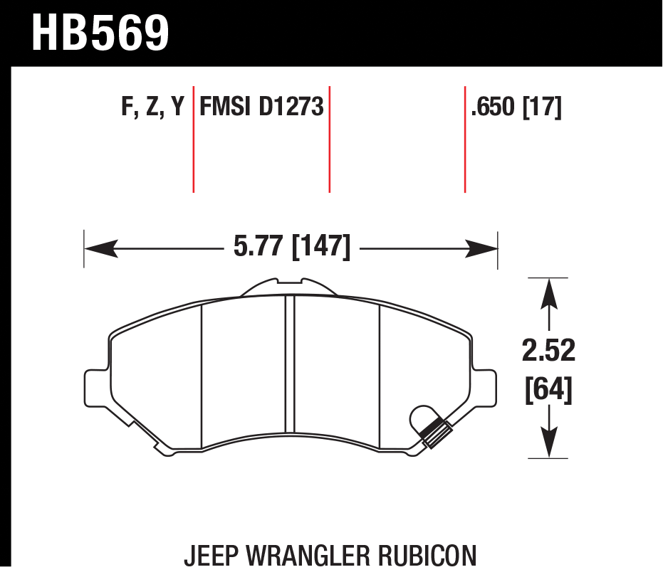 Тормозные колодки HAWK HB569Z.650