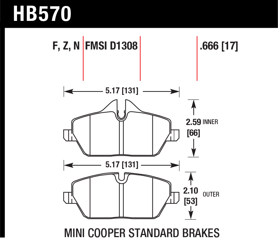 Тормозные колодки HAWK HB570F.666