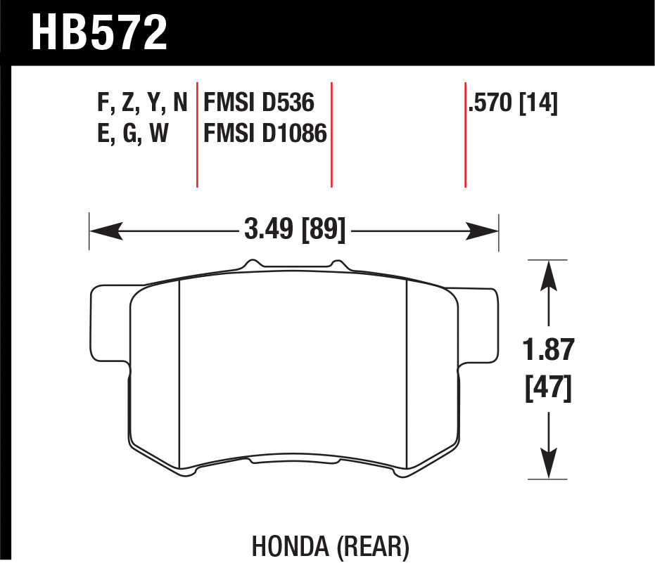 Тормозные колодки HAWK HB572G.570